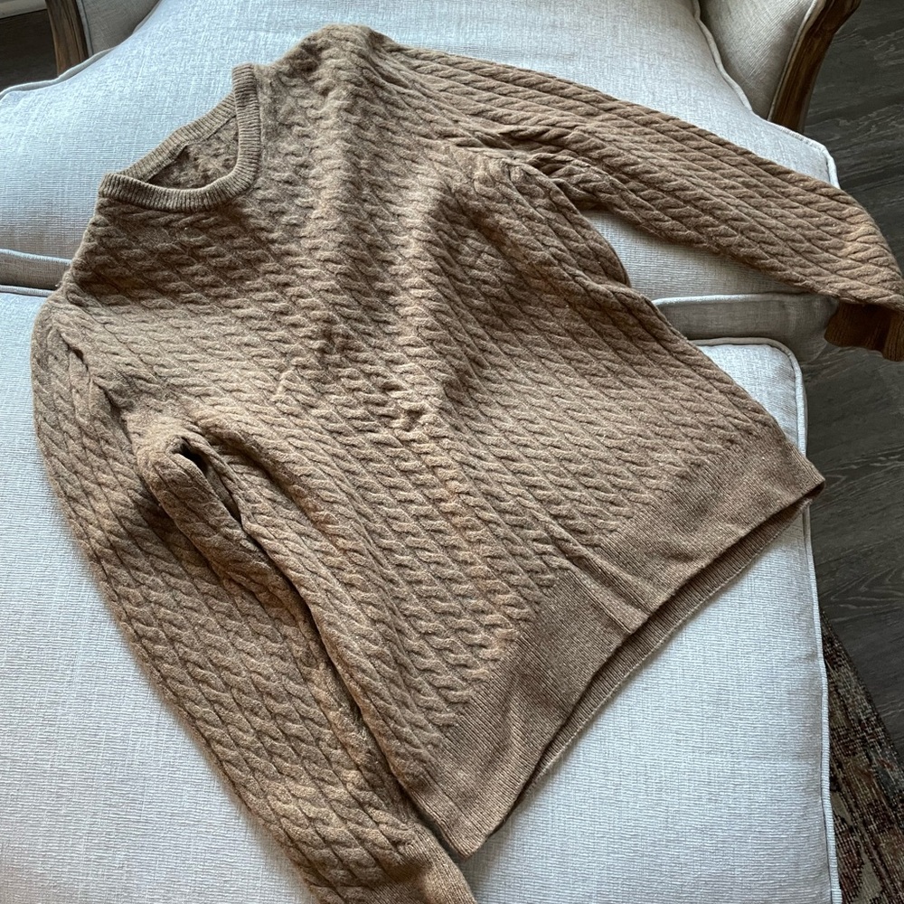 Brooks Brothers Brown Cable Knit Crewneck Sweater